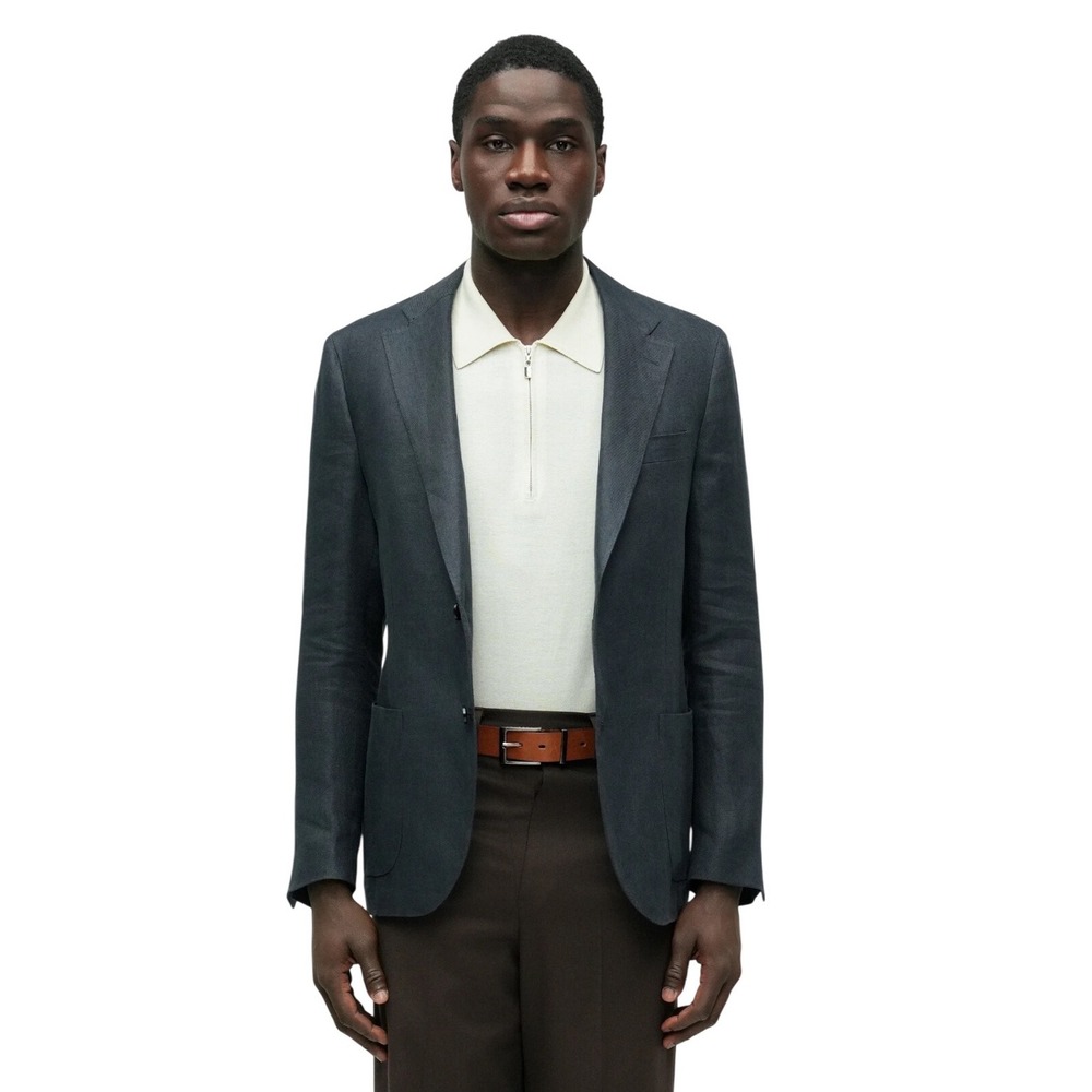 Lardini Navy Blue Single-Breasted Blazer Jacket Size 46 NWT $2060